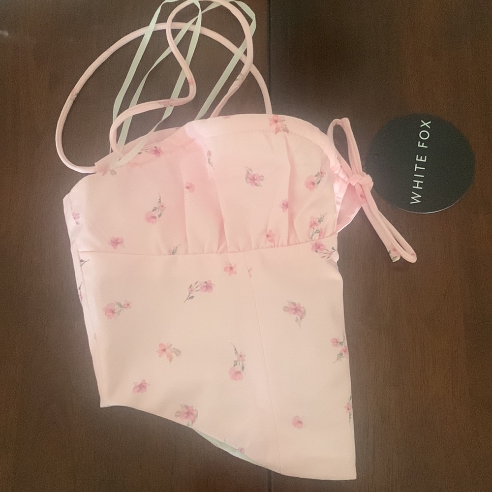 String Them Along Bustier Pink Print